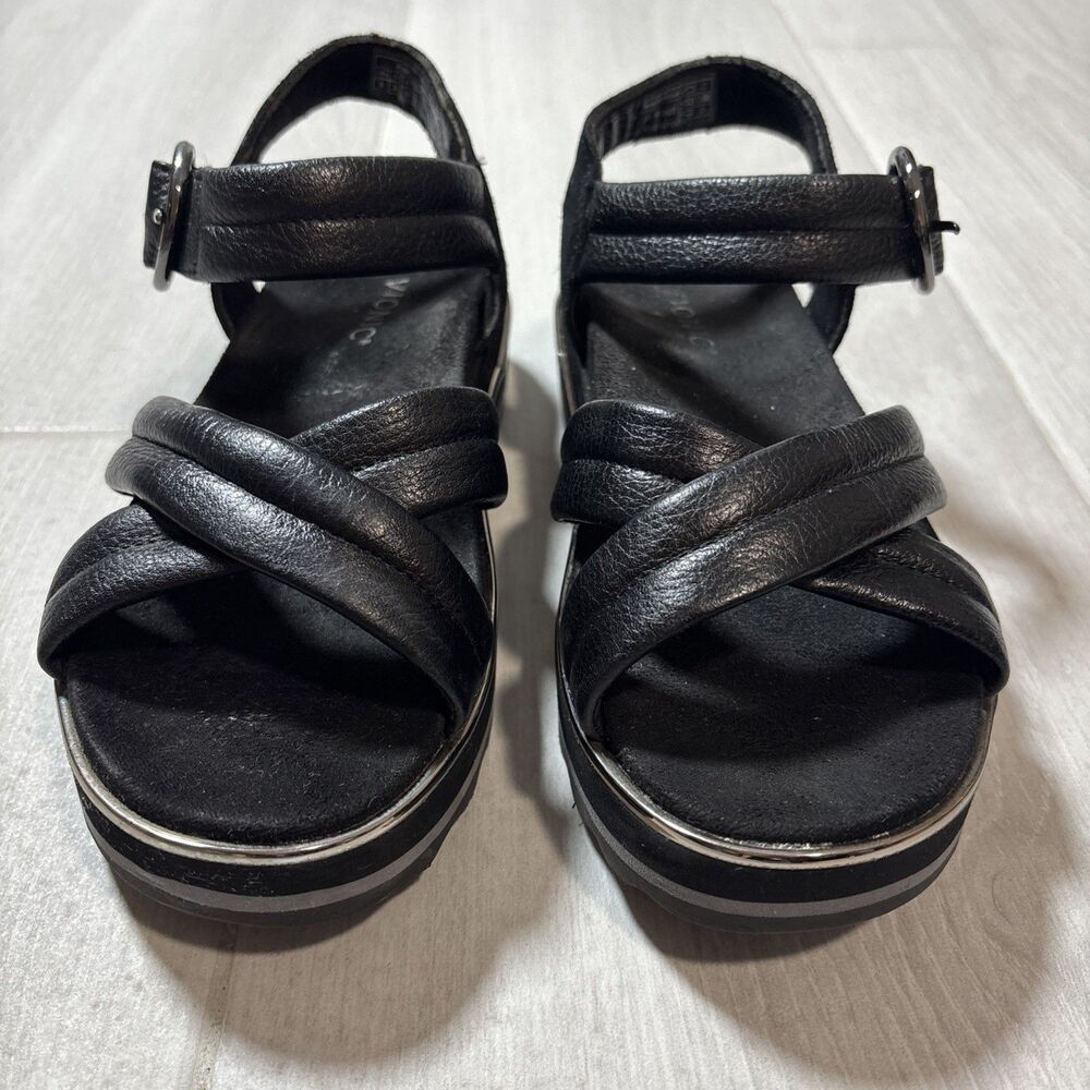 Vionic Women’s Black Leather Platform Sandals Siz… - image 2